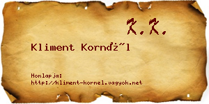 Kliment Kornél névjegykártya